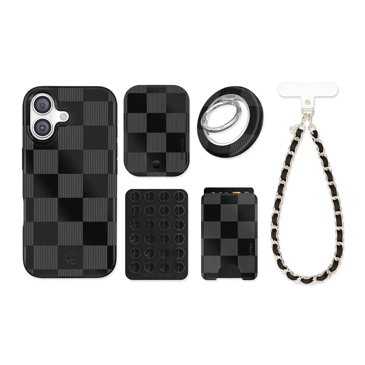 Noir Vibe Checkered iPhone Bundle Set